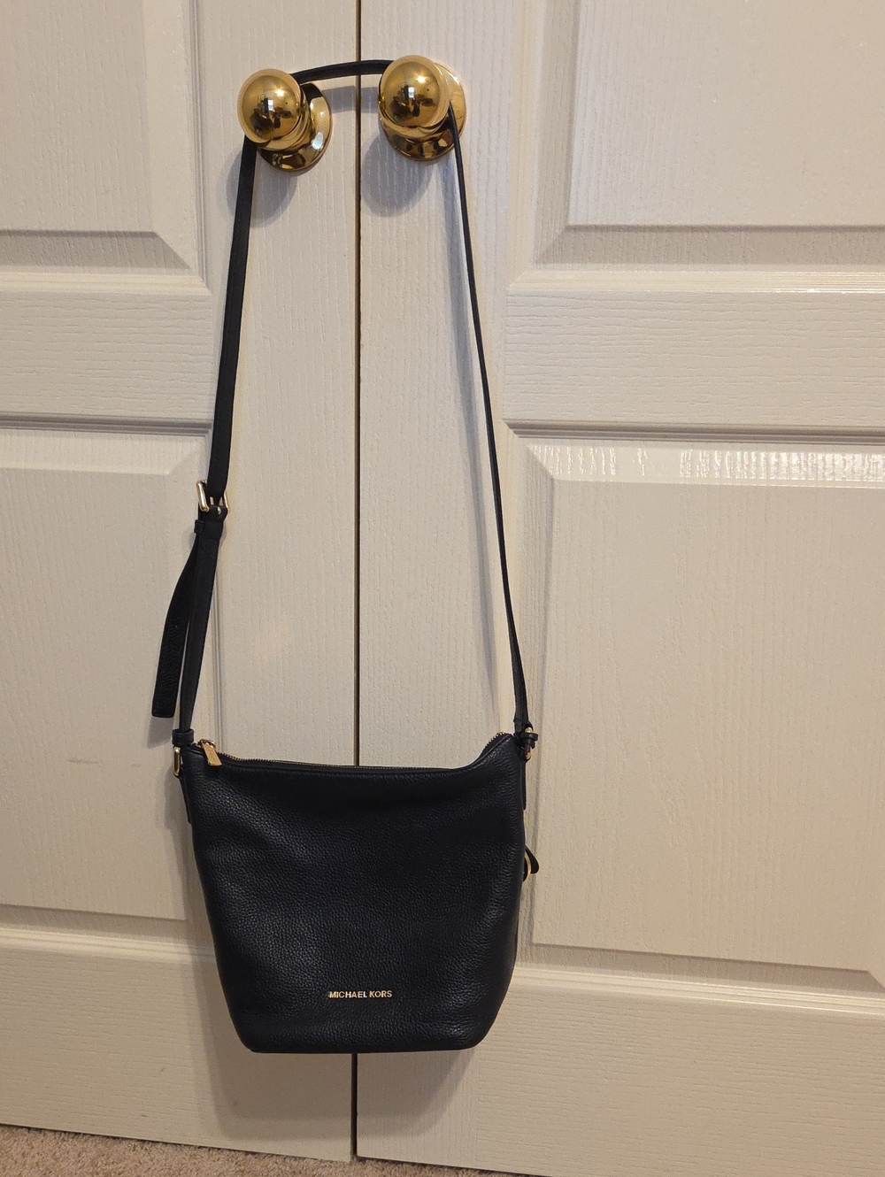 Michael Kors navy Pebbled Leather Crossbody with Gold Accents